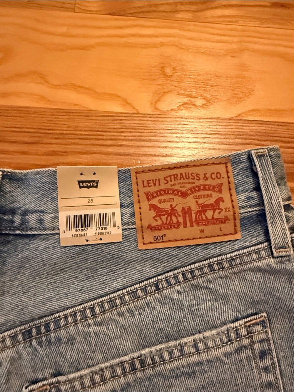 Levi's Light Blue 501 Cutoff Denim Shorts - Picture 3 of 5
